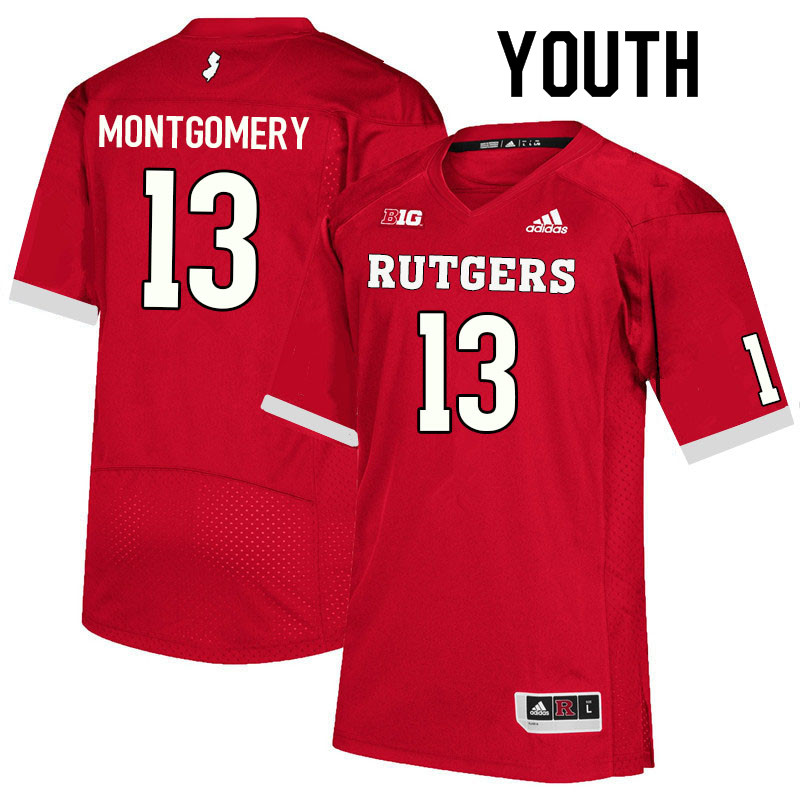 Youth #13 Nasir Montgomery Rutgers Scarlet Knights College Football Jerseys Sale-Scarlet - Click Image to Close